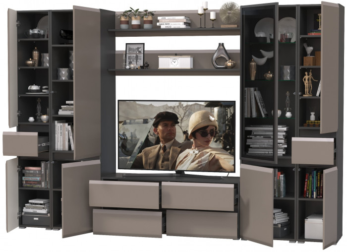 Сидней Комплектация № 066, корпус: антрацит/фасады: МДФ веллюто капучино