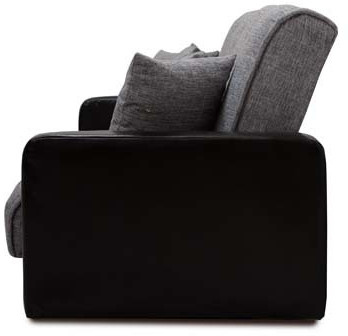 Раскладной диван-кровать, прямой, книжка, цвет серо-черный, кожа/рогожка, Лондон 120х190