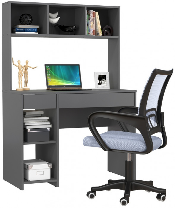 Стол компьютерный Комфорт 12.77F + кресло 103 серое, цвет тёмно-серый, ШхГхВ 100х49,8х147 см., универсальная сборка