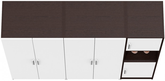Шкаф С-МД-СК9Ш+Пенал С-МД-СК9П+Шкаф С-МД-СК9Ш, цвет венге/белый шагрень, ШхГхВ 183х45х160 см., универсальная сборка