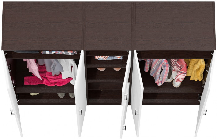 Шкаф С-МД-СК9Ш+Пенал С-МД-СК9П+Шкаф С-МД-СК9Ш, цвет венге/белый шагрень, ШхГхВ 183х45х160 см., универсальная сборка