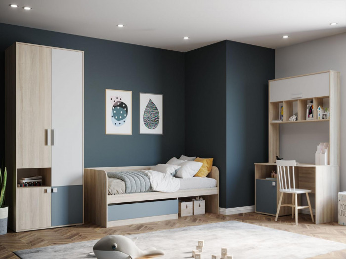 НМ 041.70 Шкаф для одежды Элиот Белый/Маренго/Баунти Песочный