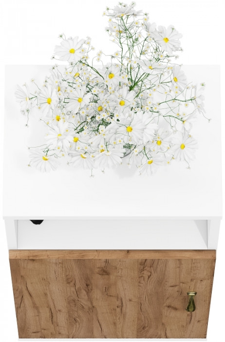 Лидер-8 Модуль Тумба МД 3.19, белый шагрень/крафт золото