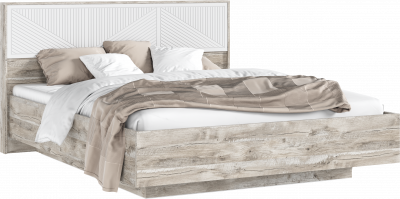 Сильвия Кровать парящая 1,6м (ортопед металл) с подсветкой Браш Вайт/Дуб Юкон, Дуб Юкон