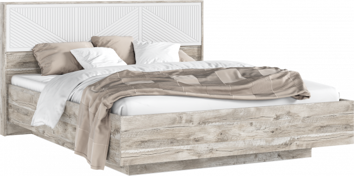 Сильвия Кровать парящая 1,6м (ортопед металл) с подсветкой Браш Вайт/Дуб Юкон, Дуб Юкон