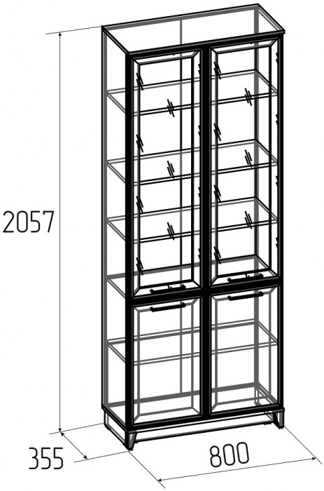Шкаф книжный Аурелио 8, антрацит