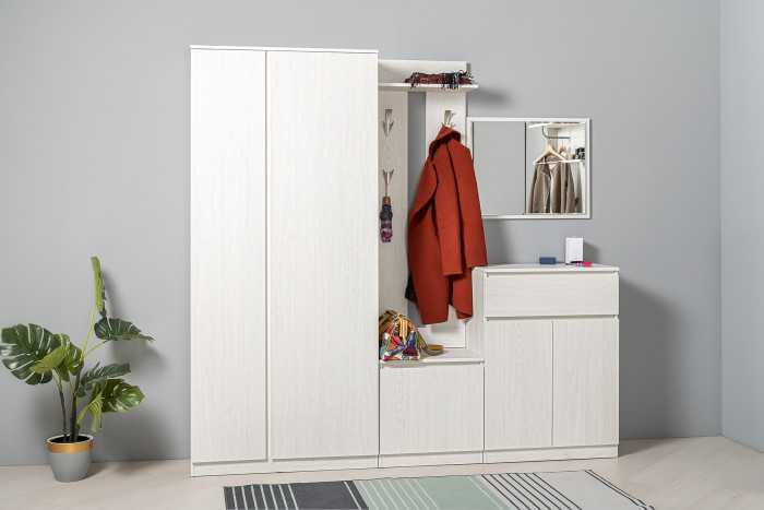 КР100 Ника прихожая 15.08 Вешалка, цвет ясень анкор светлый, ШхГхВ 53,8х26х154 см.