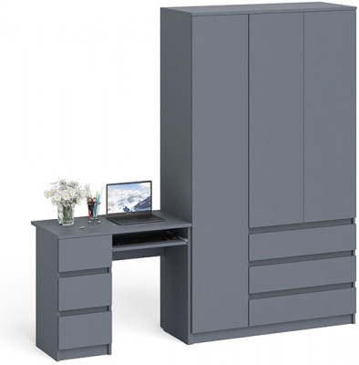 Мори компьютерный стол МС-6 левый + Шкаф МШ1200.1, графит