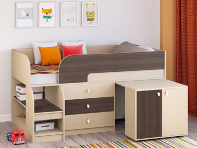 Кровать чердак Астра 9 V7 Дуб молочный/Дуб Шамони