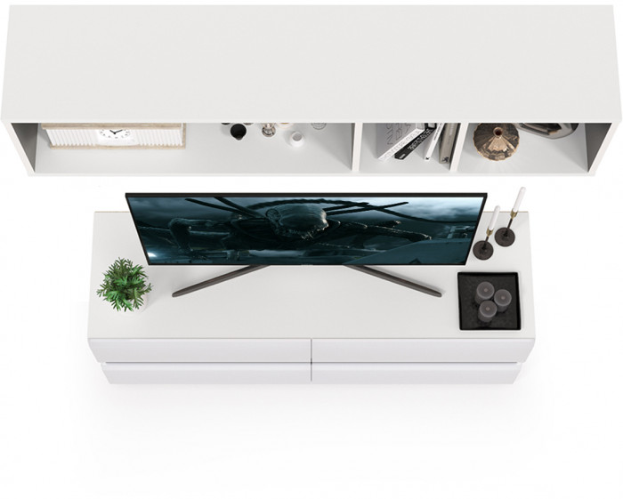 Сидней Комплектация № 001, корпус белый/чёрный/фасады МДФ белый глянец