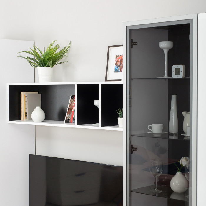 Сидней Комплектация № 001, корпус белый/чёрный/фасады МДФ белый глянец