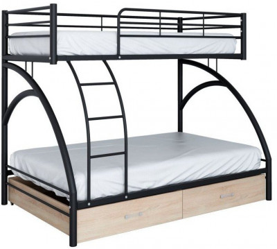 Двухъярусная кровать Виньола-2ЯЯ (с укороченной лестницей) (Серый)