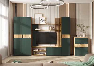 Модульная гостиная Роджина, Дуб крафт/Изумрудный