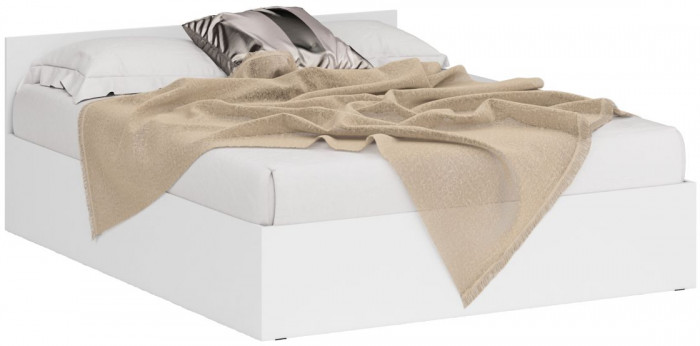 Спальня Стандарт 1-1600, цвет белый, ШхГхВ 163,5х203,5х70 + 135х52х200 см., сп.м. 1600х2000 мм., без матраса, основание есть