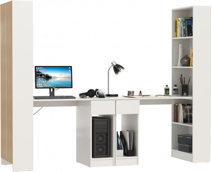 Лайт Шкаф комбинированный 10.01 + 10.01, цвет белый гладкий, ШхГхВ 230,6х58,2х179 см., универсальная сборка(обязательно крепление к стене)