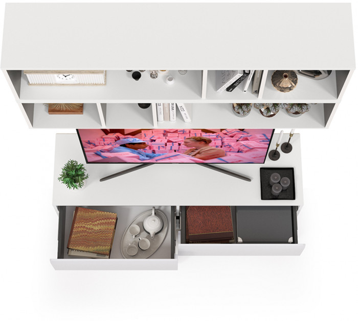 Сидней Комплектация № 003, корпус белый/чёрный/фасады МДФ белый глянец