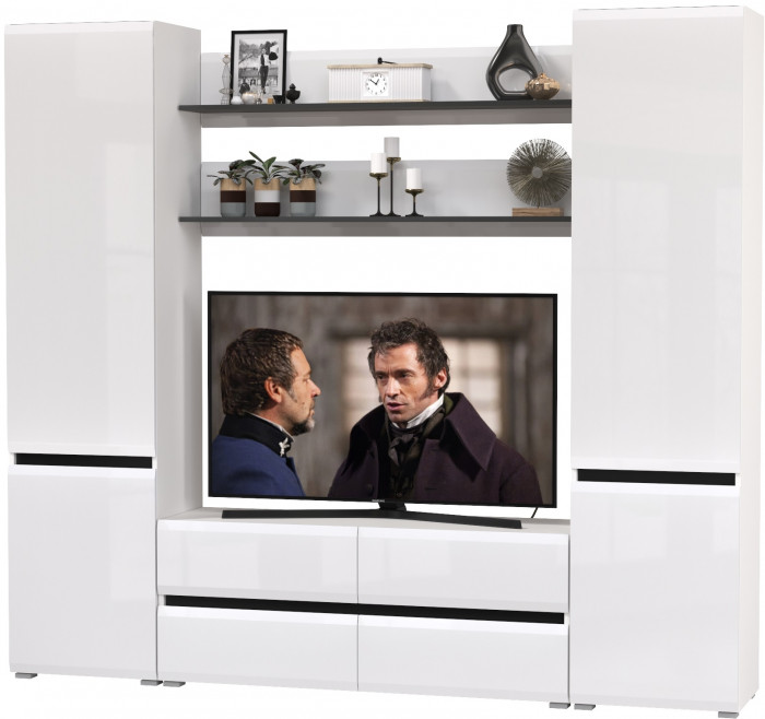 Сидней Комплектация № 067, корпус: белый/чёрный/фасады: МДФ белый глянец