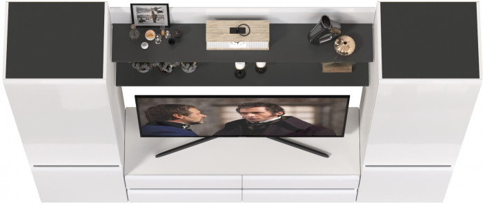 Сидней Комплектация № 067, корпус: белый/чёрный/фасады: МДФ белый глянец