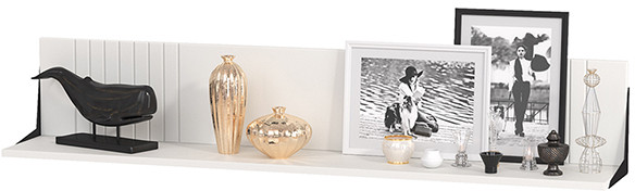 Валенсия Гостиная 16.481 Полка, ЛДСП белый шагрень/МДФ белый шагрень