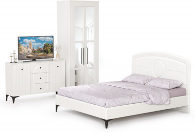 Валенсия Спальня № 17, ЛДСП белый шагрень/МДФ белый шагрень