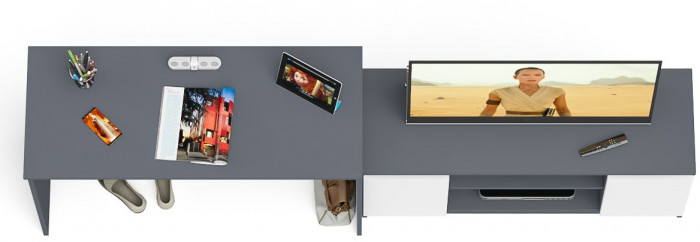 Мори письменный стол МСП1200.1 + Тумба МТВ1200.1, графит/белый