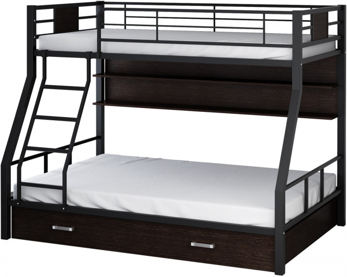 Двухъярусная кровать Гранада-1ПЯ, черная (Венге, Слоновая кость)