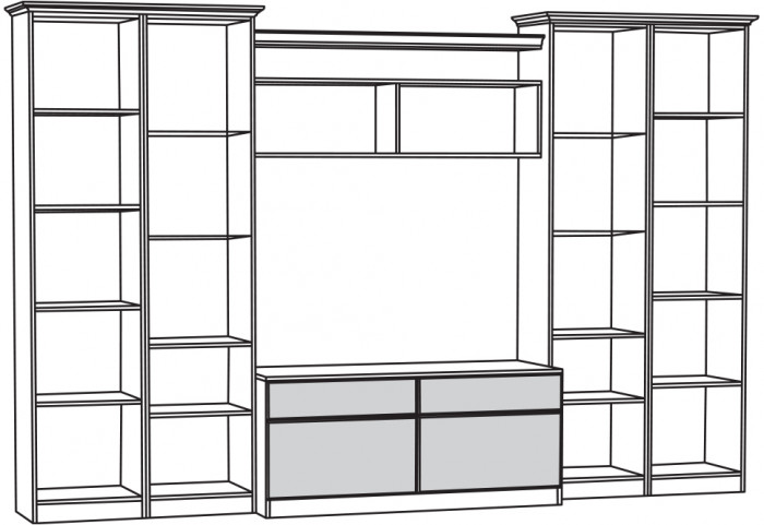 Ливерпуль Набор мебели 3, цвет ясень ваниль/белый, ШхГхВ 340х49,3х220,3 см.(без учёта карниза), ниша для тв 140х49х90 см.