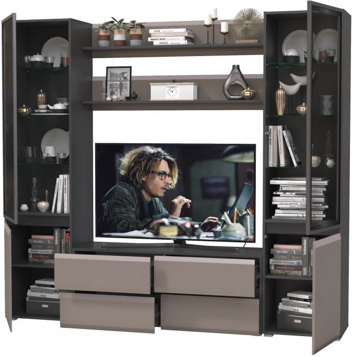 Сидней Комплектация № 068, корпус: антрацит/фасады: МДФ веллюто капучино