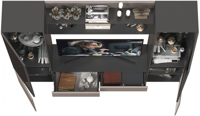 Сидней Комплектация № 068, корпус: антрацит/фасады: МДФ веллюто капучино