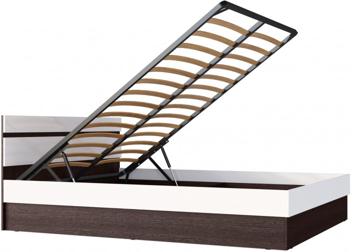 Ким Кровать с подъемным механизмом 140 (Белый глянец, Дуб Сонома)