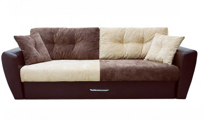 Диван еврокнижка Амстердам 160 ЛЮКС 03 ВЕЛЮР КОМБИ ЭКОКОЖА КОРИЧНЕВАЯ НПБ