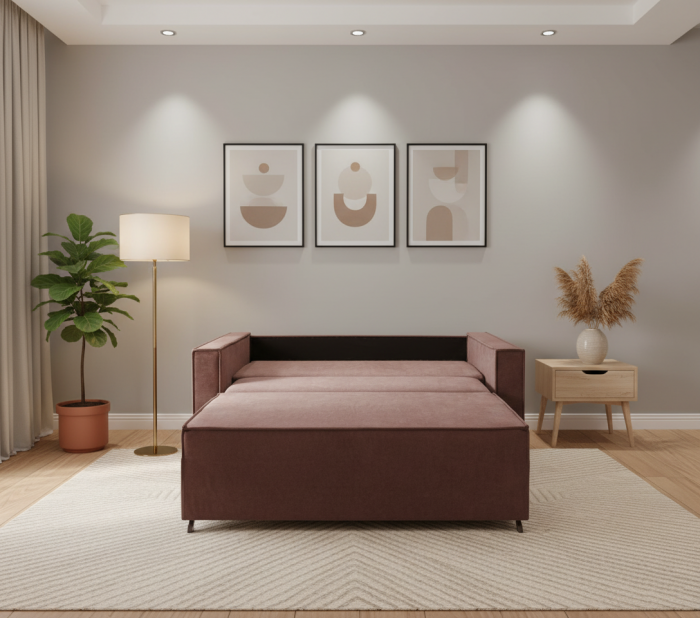 Диван-аккордеон Лофт 160х200, ППУ, велюр коричневый