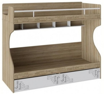 Оксфорд ТД-139.11.01 Кровать 2-х ярусная (Ривьера/Белый с рисунком)