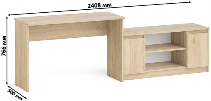 Мори письменный стол МСП1200.1 + Тумба МТВ1200.1, дуб сонома