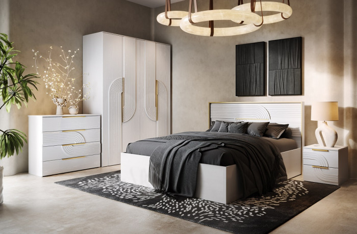 Кровать 160х200 "Монтиз" с подъемным основанием - Белый текстурный/Корунд джелато