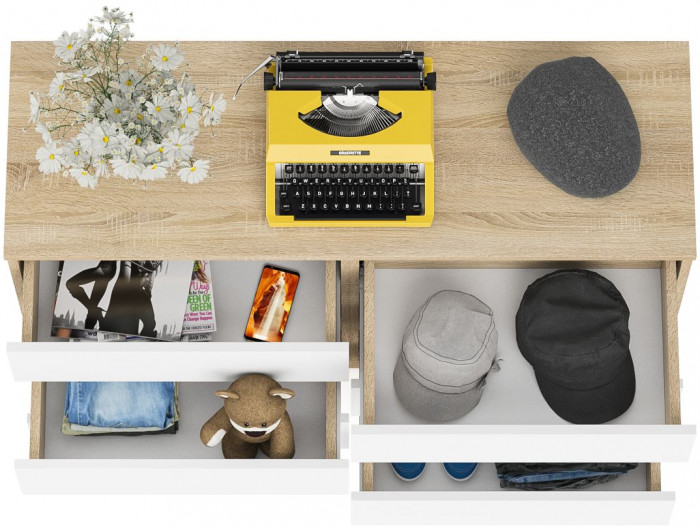 Мори Комод МК1200.6, цвет дуб сонома/белый, ШхГхВ 120,4х41х73 см.