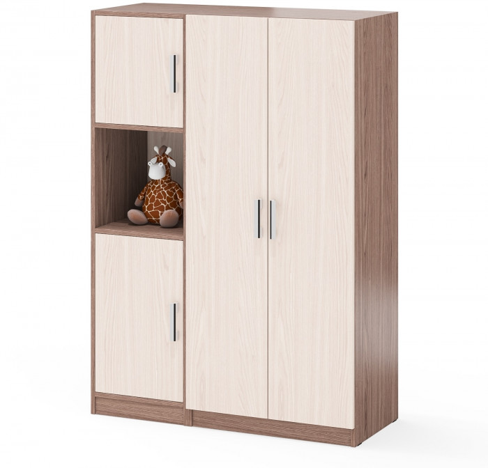 Шкаф С-МД-СК9Ш+Пенал С-МД-СК9П, цвет ясень шимо светлый/ясень шимо тёмный, ШхГхВ 113х45х160 см., универсальная сборка