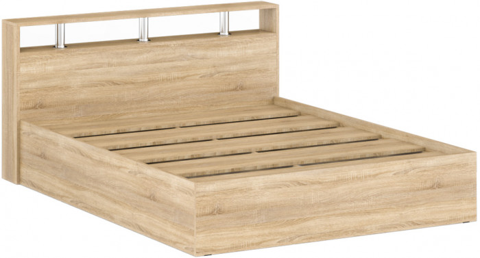 Камелия Кровать 1600, цвет дуб сонома, ШхГхВ 163,5х217х78,2 см., сп.м. 1600х2000 мм., без матраса, основание есть