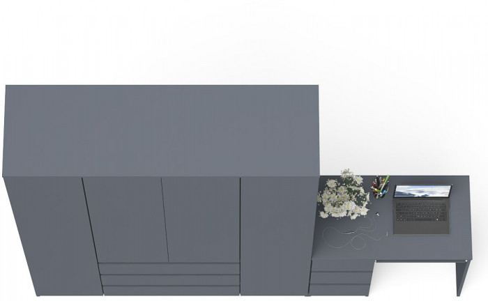 Мори компьютерный стол МС-6 левый + Шкаф МШ1600.1, графит