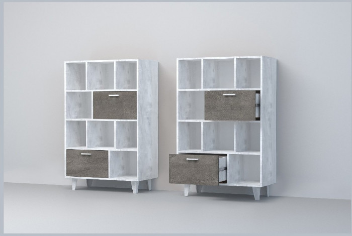 Эго Комод К-1 НГ (Глянец Белый/Бетон Светлый)