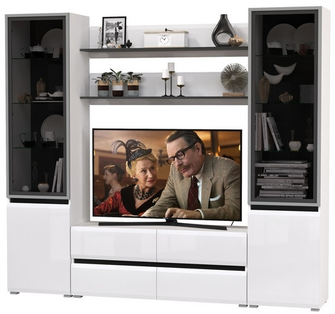 Сидней Комплектация № 068, корпус: белый/чёрный/фасады: МДФ белый глянец