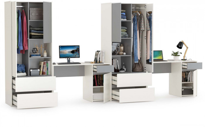 Торонто Компоновка № 11, белый шагрень/стальной серый