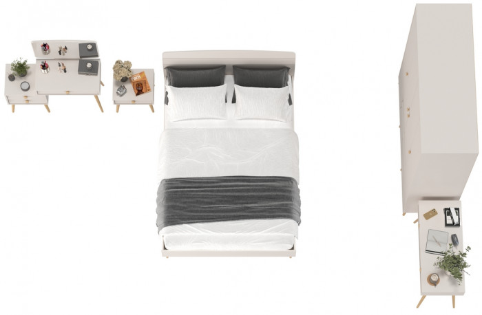 Афина Спальня 34-1400, цвет кашемир серый, сп.м. 1400х2000 мм., б/м, основание есть - фанера