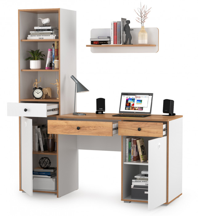 Вуди Компоновка № 03, белый премиум/дуб крафт золотой