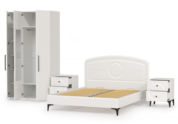 Валенсия Спальня № 33, ЛДСП белый шагрень/МДФ белый шагрень