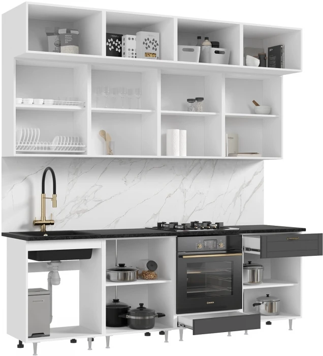 Кухня Престиж 2,4м Графит софт