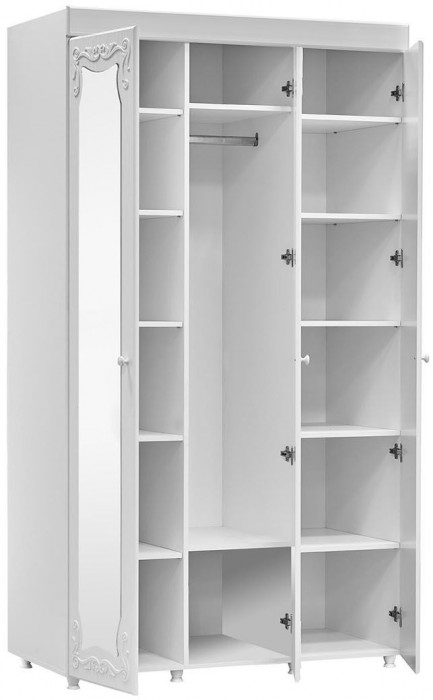 Шкаф 3-х дверный с зеркалами Италия ИТ-55 белое дерево