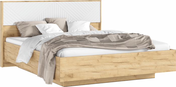 Флэш Кровать парящая 160 с ортопедом дерево, дуб крафт/браш вайт