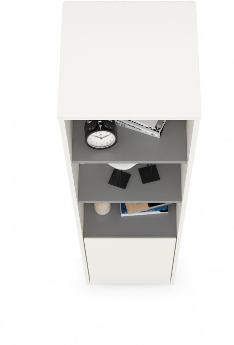 Торонто 13.13 Шкаф комбинированный, цвет белый шагрень/стальной серый, ШхГхВ 40х40,3х149,7 см., универсальная сборка