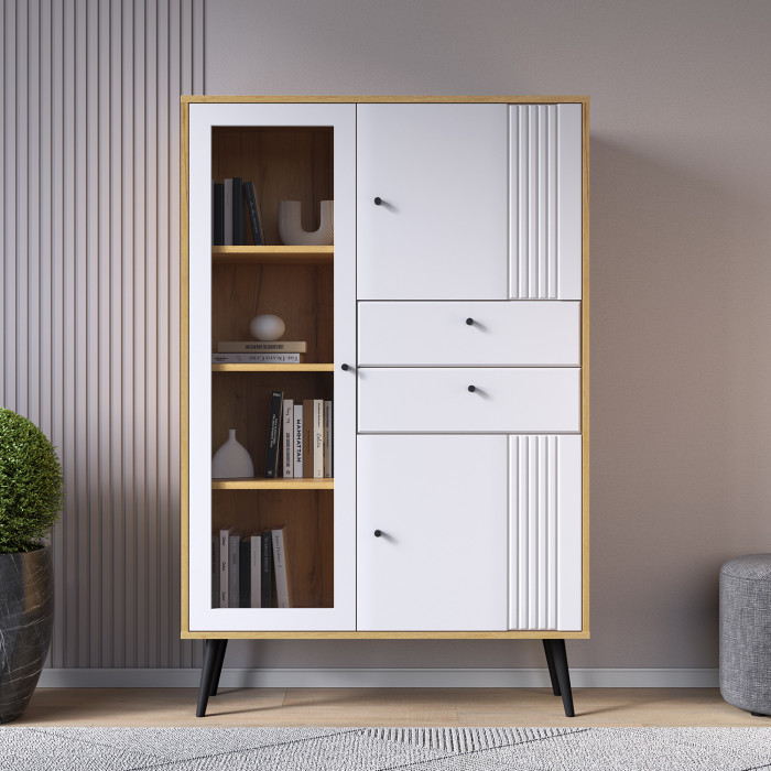 Шкаф низкий (1 стеклодверь)  Вега Саксония